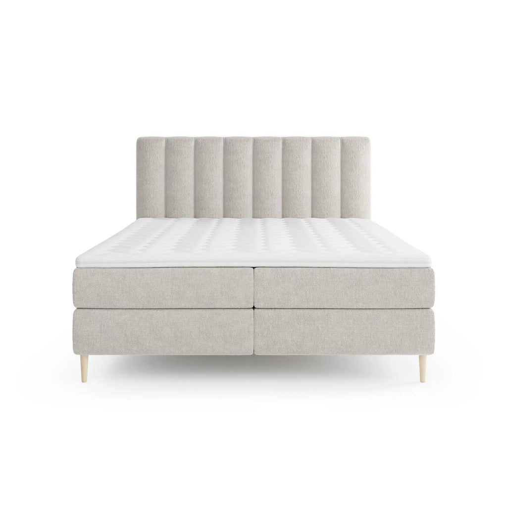 Lit BOXSPRING type BOXBED SOMMEIL - Avec tête de lit, coffre intégré, matelas ressorts ensachés et surmatelas inclus