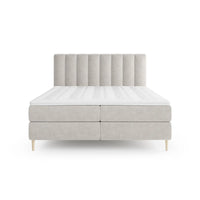 Lit BOXSPRING type BOXBED SOMMEIL - Avec tête de lit, coffre intégré, matelas ressorts ensachés et surmatelas inclus