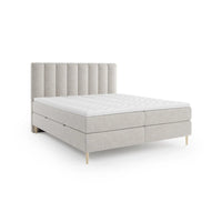 Lit BOXSPRING type BOXBED SOMMEIL - Avec tête de lit, coffre intégré, matelas ressorts ensachés et surmatelas inclus