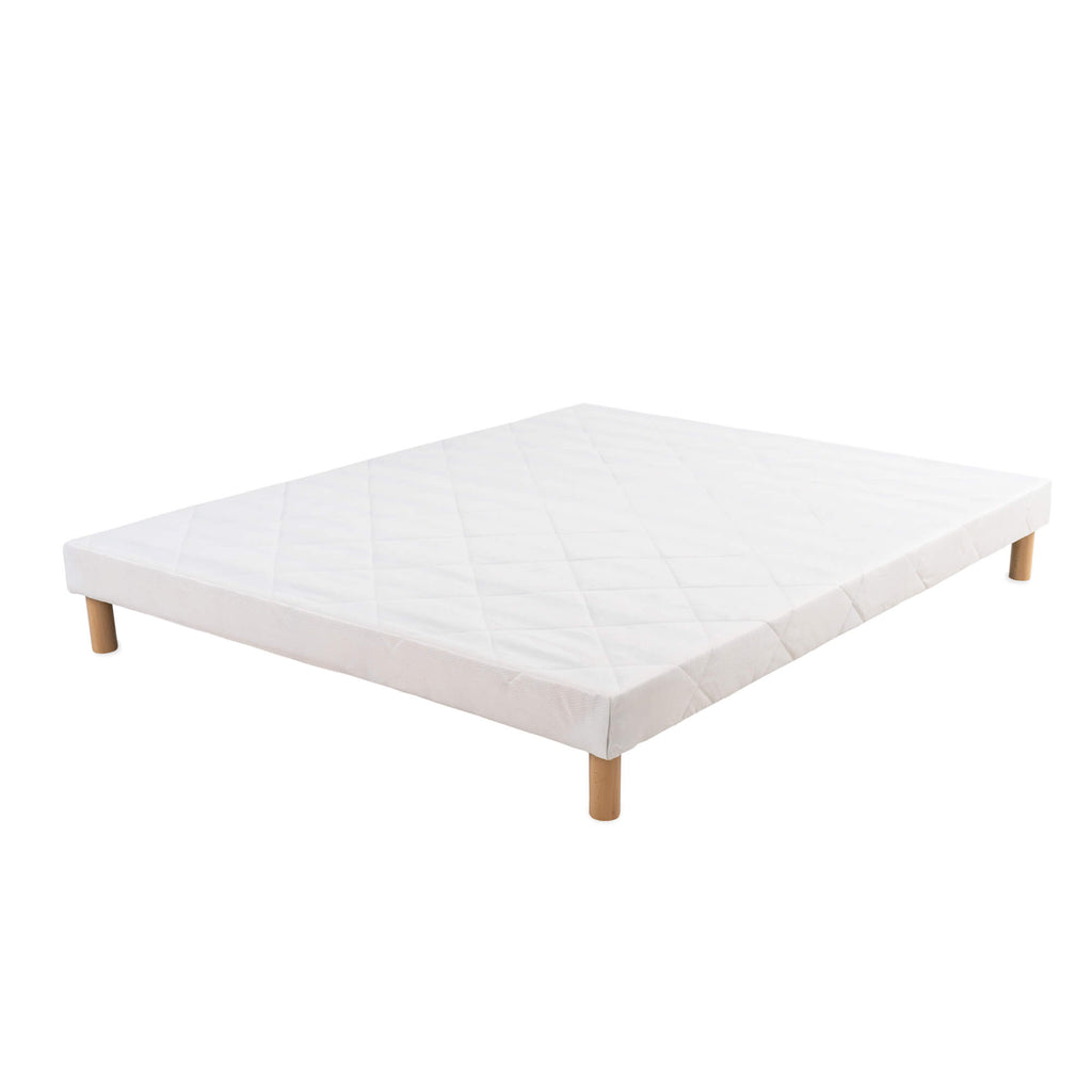 Sommier tapissier - H 35 cm - Tissu blanc - LE SOMMIER Tapissier Classique Made In France