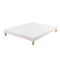 Sommier tapissier - H 35 cm - Tissu blanc - LE SOMMIER Tapissier Classique Made In France