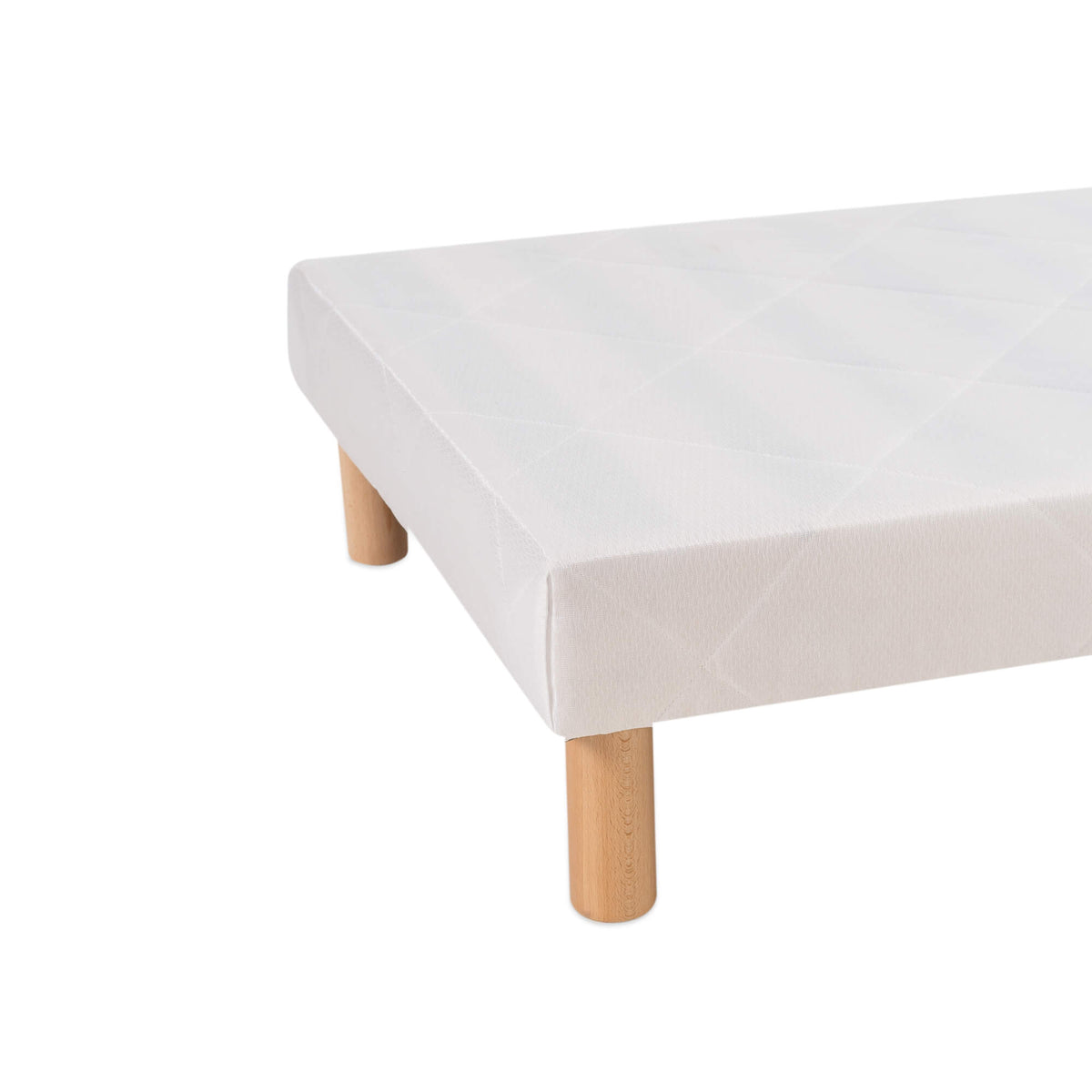 Sommier tapissier - H 35 cm - Tissu blanc - LE SOMMIER Tapissier Classique Made In France