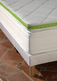 Sommier tapissier - H 35 cm - Tissu blanc - LE SOMMIER Tapissier Classique Made In France