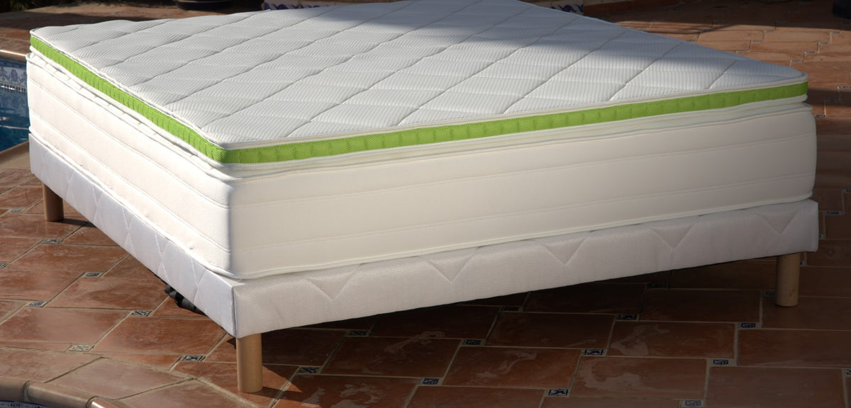 Sommier tapissier - H 35 cm - Tissu blanc - LE SOMMIER Tapissier Classique Made In France