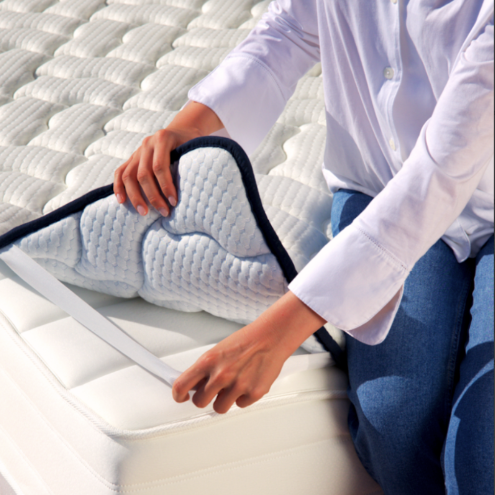 Surmatelas mémoire de forme 2 en 1 FRESH - TRES FRESH BLEU